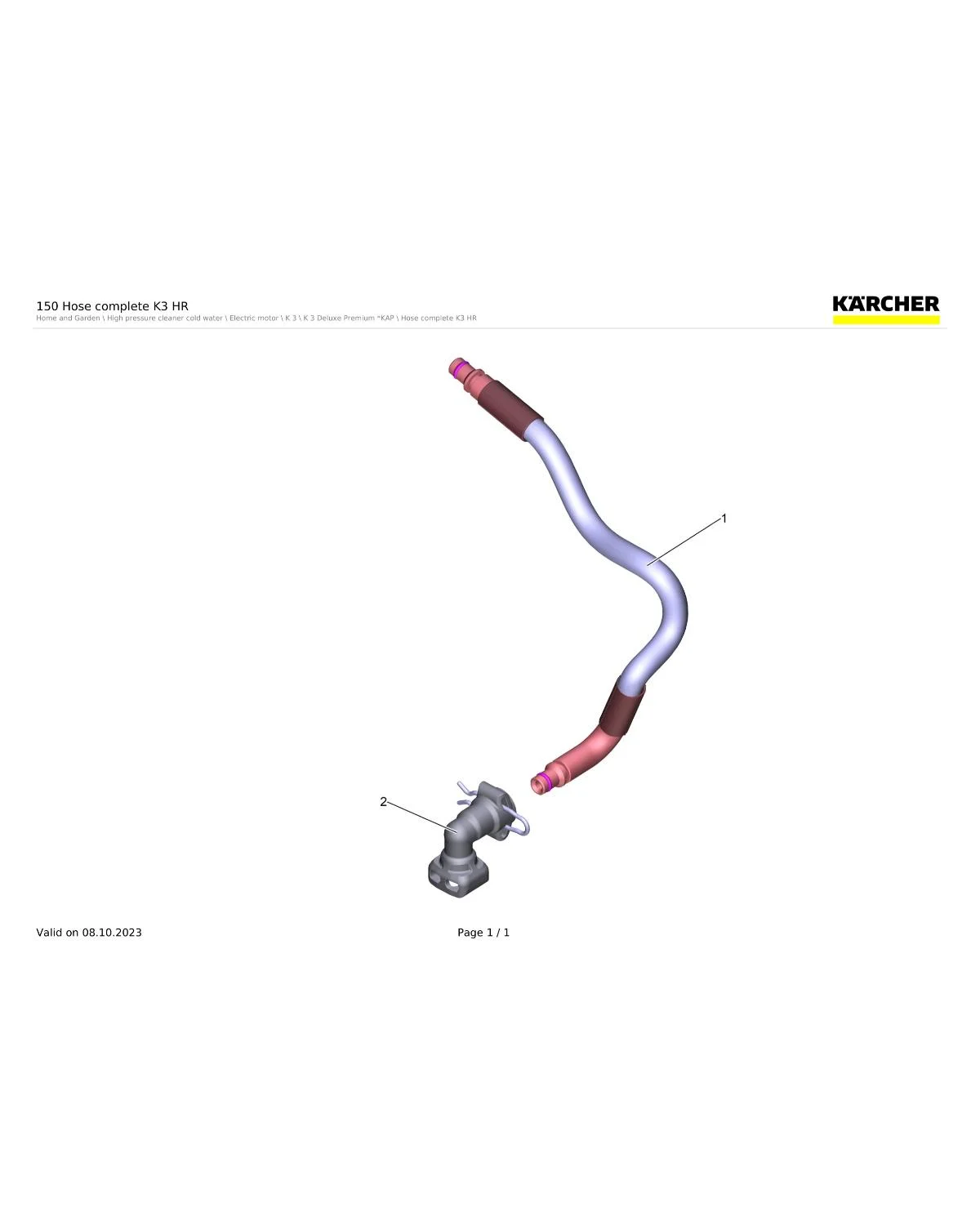 Kaercher High pressure hose 13,5MPa/0,25 40°C QCR B