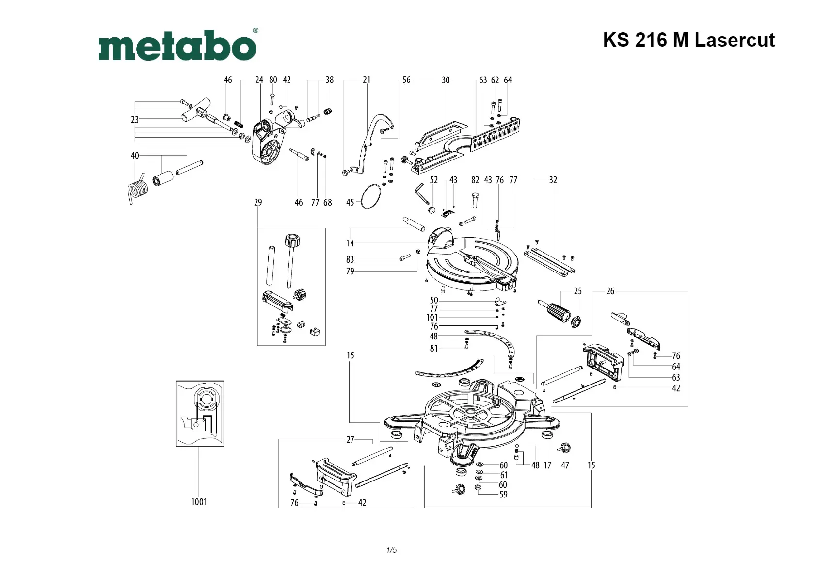 Metabo upper handle with switch set