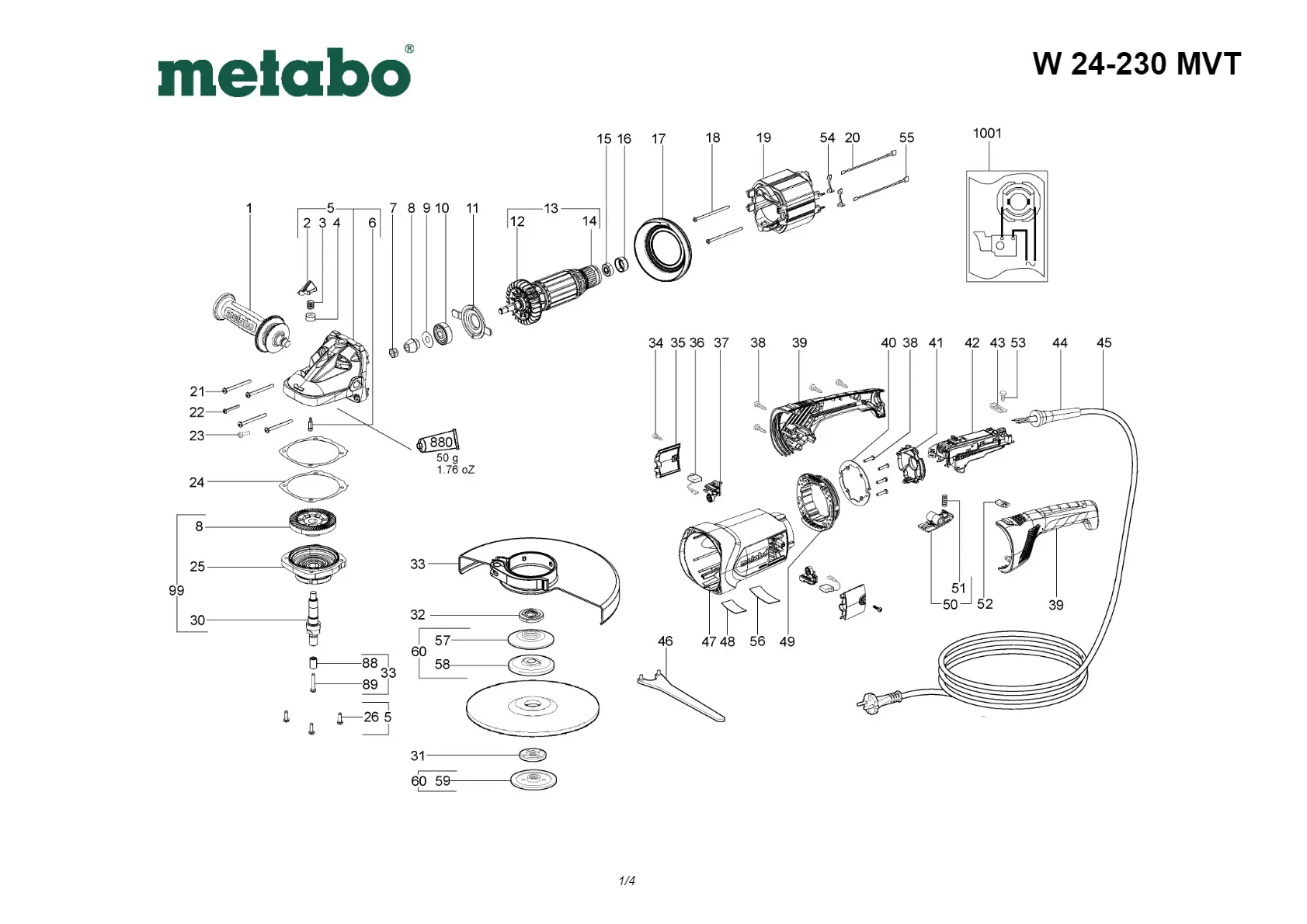 Metabo Anti-vibration handle,M 14