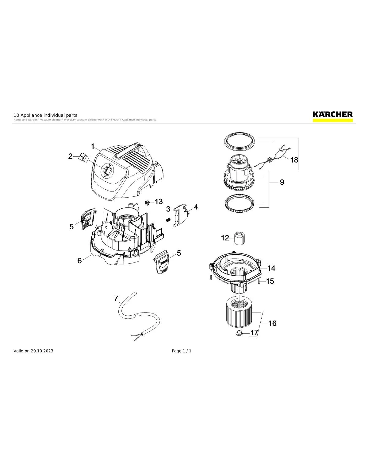 Kaercher Vacuum motor complete for replacement Cu