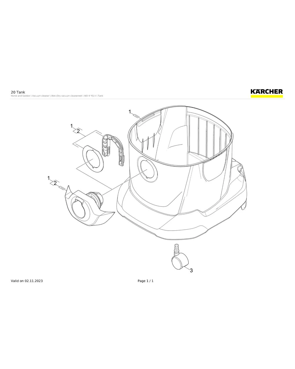 Kaercher Tank plastics for replacement 20L YBBY-