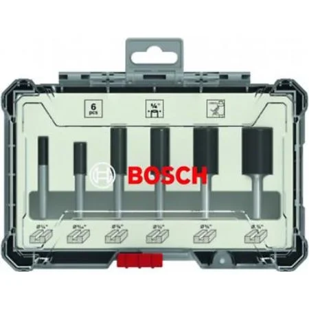 Bosch 6 Pcs Straight Router Bit Set, 1/4"